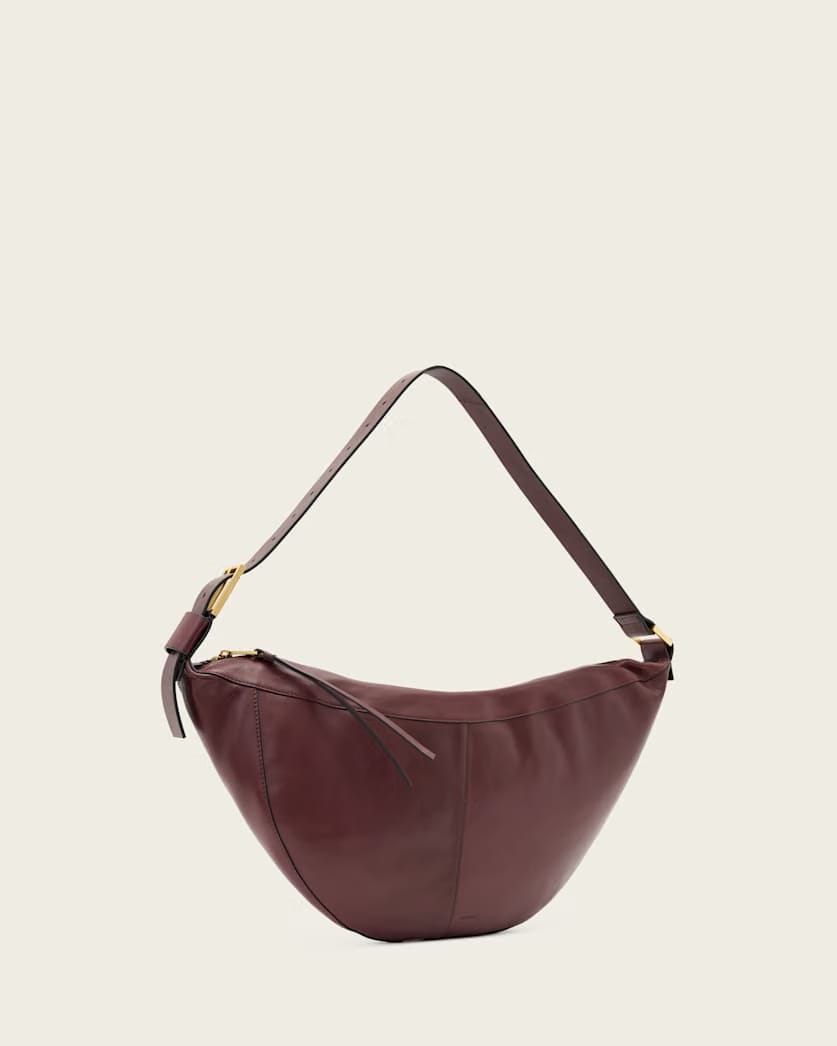 AllSaints Luna Slouchy Leather Shoulder Bag Women's Dark Red Women's