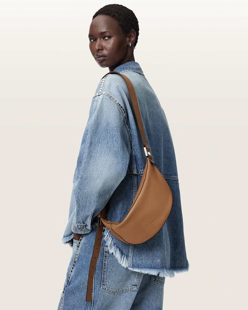 AllSaints Luna Slouchy Leather Crossbody Bag Women's Toffee Brown Women's