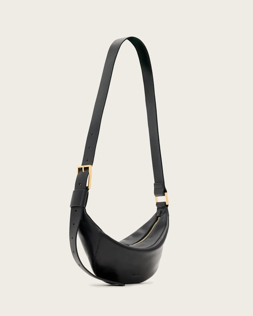 AllSaints Luna Slouchy Leather Crossbody Bag Women's Black Women's