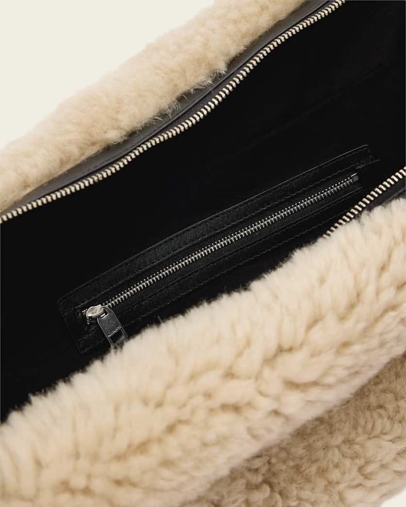 AllSaints Luna Shearling Shoulder Bag Women's Natural/Black Women's