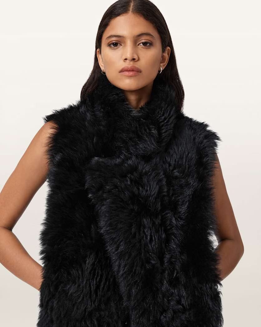AllSaints Luna Shearling Reversible Gilet Women's Black Women's