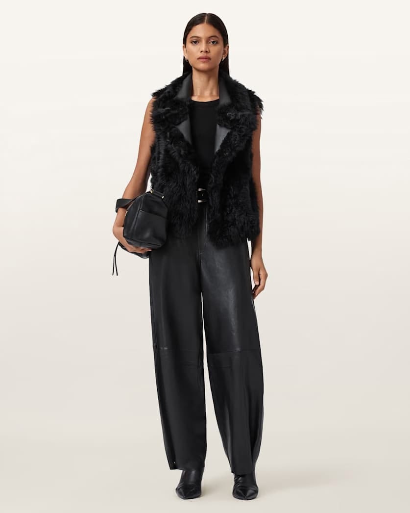 AllSaints Luna Shearling Reversible Gilet Women's Black Women's