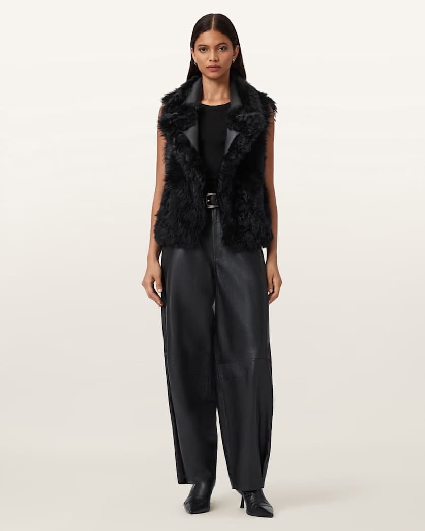AllSaints Luna Shearling Reversible Gilet Women's Black Women's