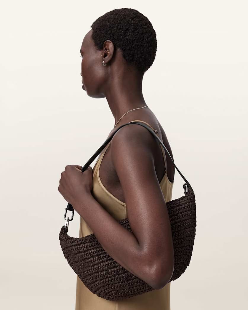 AllSaints Luna Micro Woven Bag Women's Cognac Brown Women's