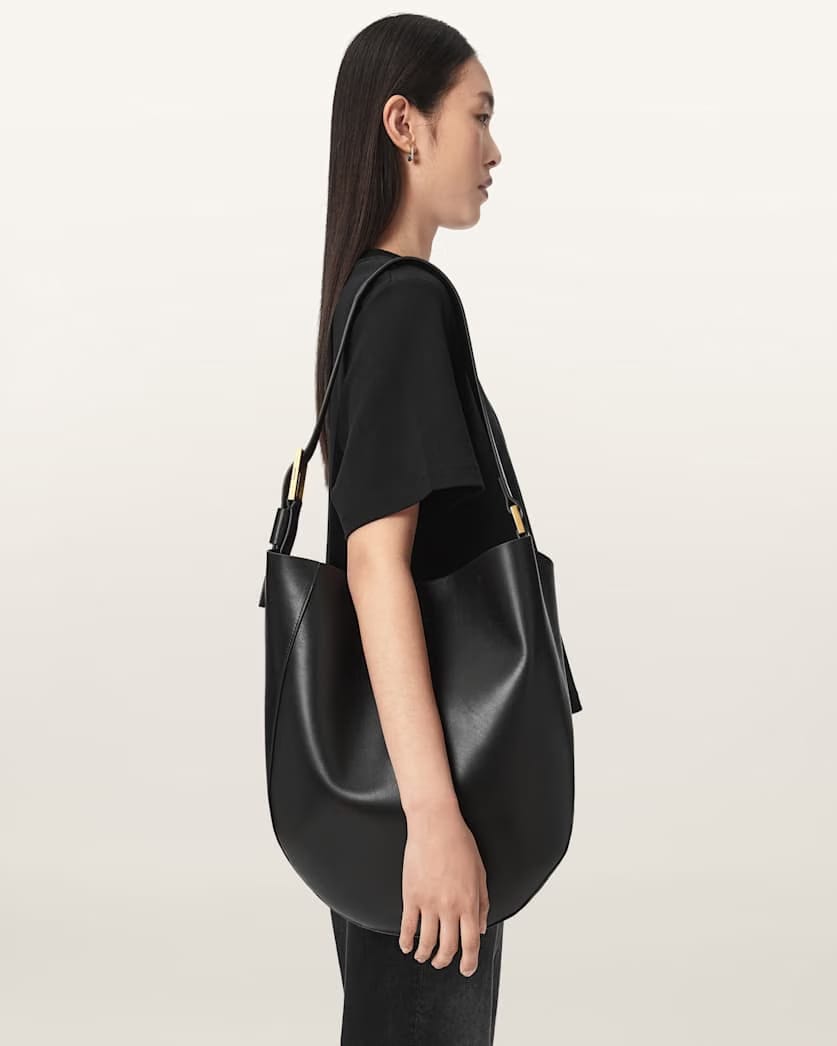 AllSaints Luna Leather Hobo Shoulder Bag Women's Black Women's
