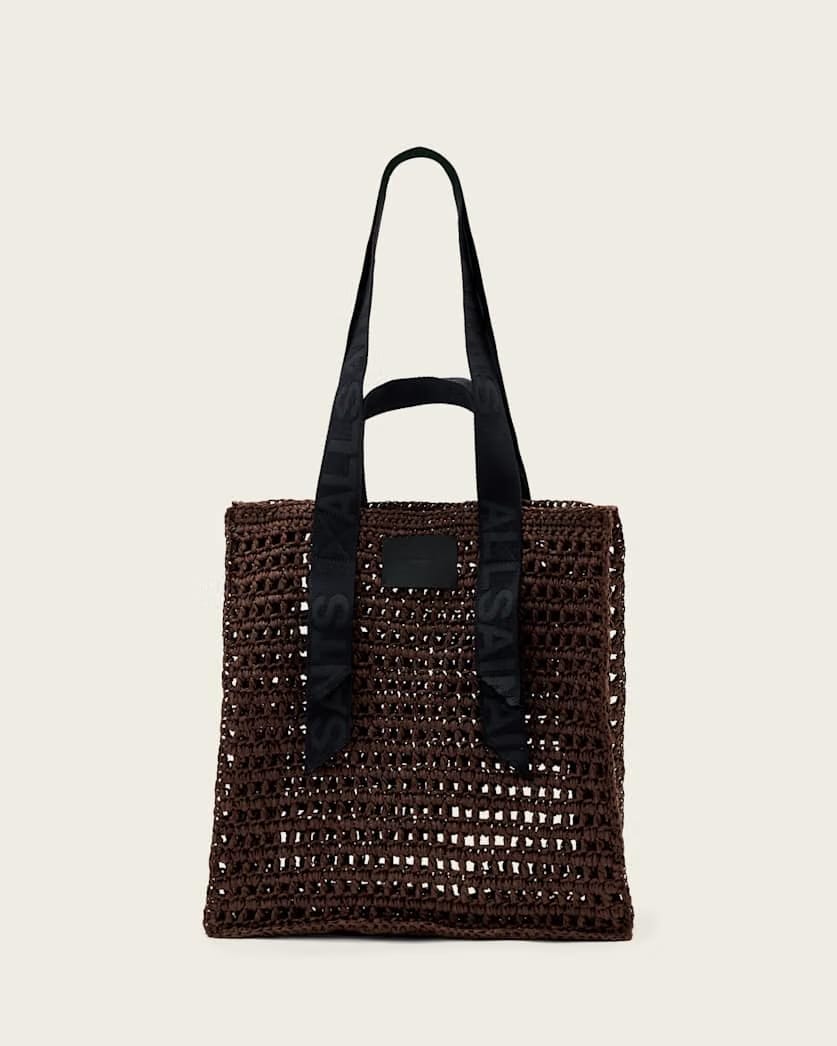 AllSaints Lullah Woven Tote Bag Women's Cognac Brown Women's