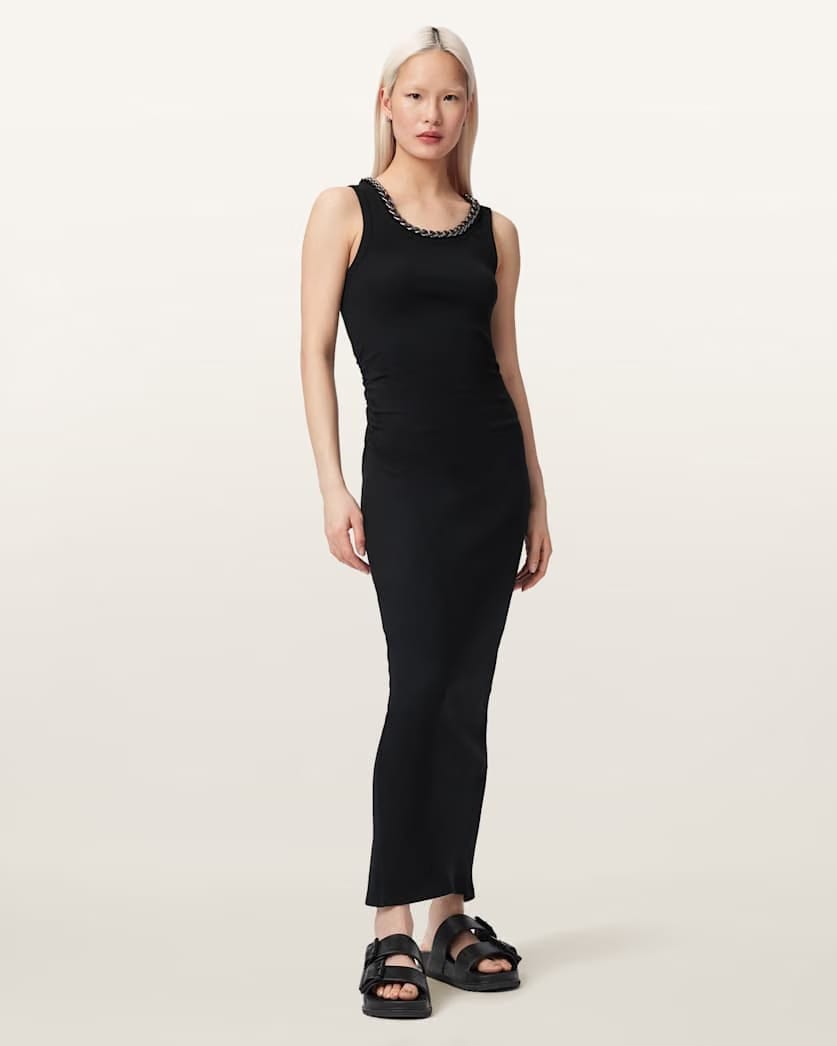 AllSaints Lucy Sleeveless Bodycon Maxi Dress Women's Mallow White Women's
