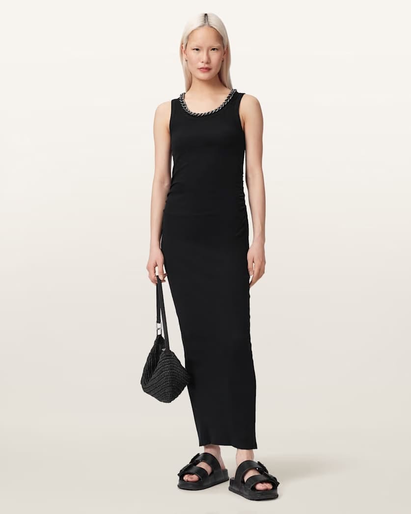 AllSaints Lucy Sleeveless Bodycon Maxi Dress Women's Mallow White Women's