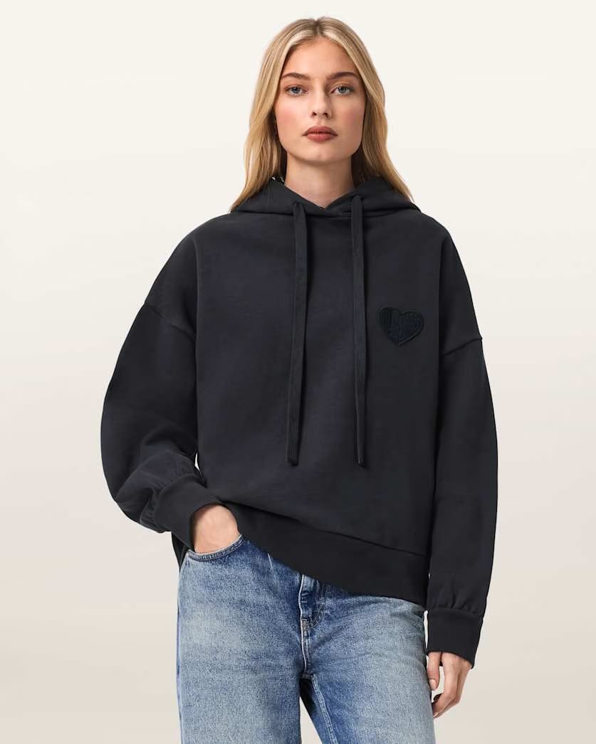 AllSaints Lover Oversized Eli Hoodie Women's Graphite Blue Women's