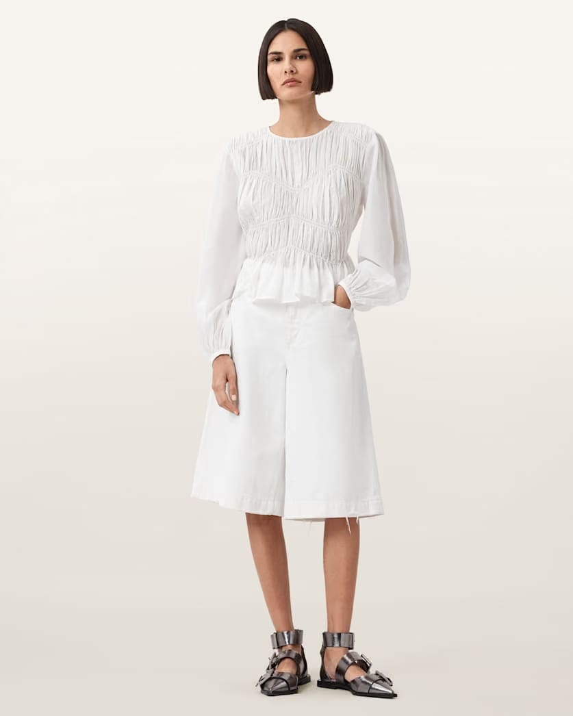 AllSaints Louie Wide Leg Shorts Women's Off White Women's