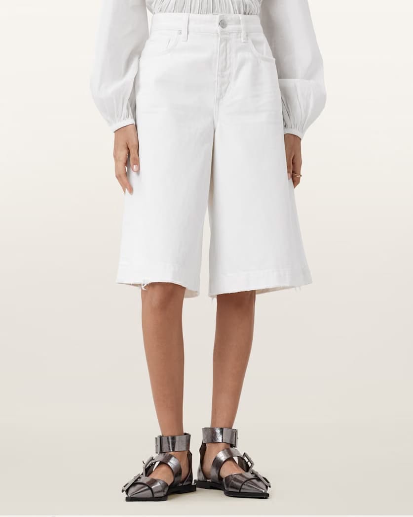 AllSaints Louie Wide Leg Shorts Women's Off White Women's