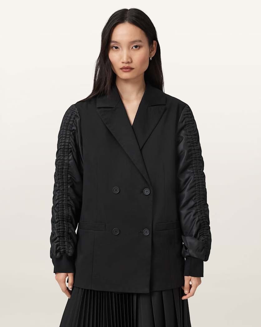 AllSaints Lorna Cotton Blazer Jacket Women's Black Women's
