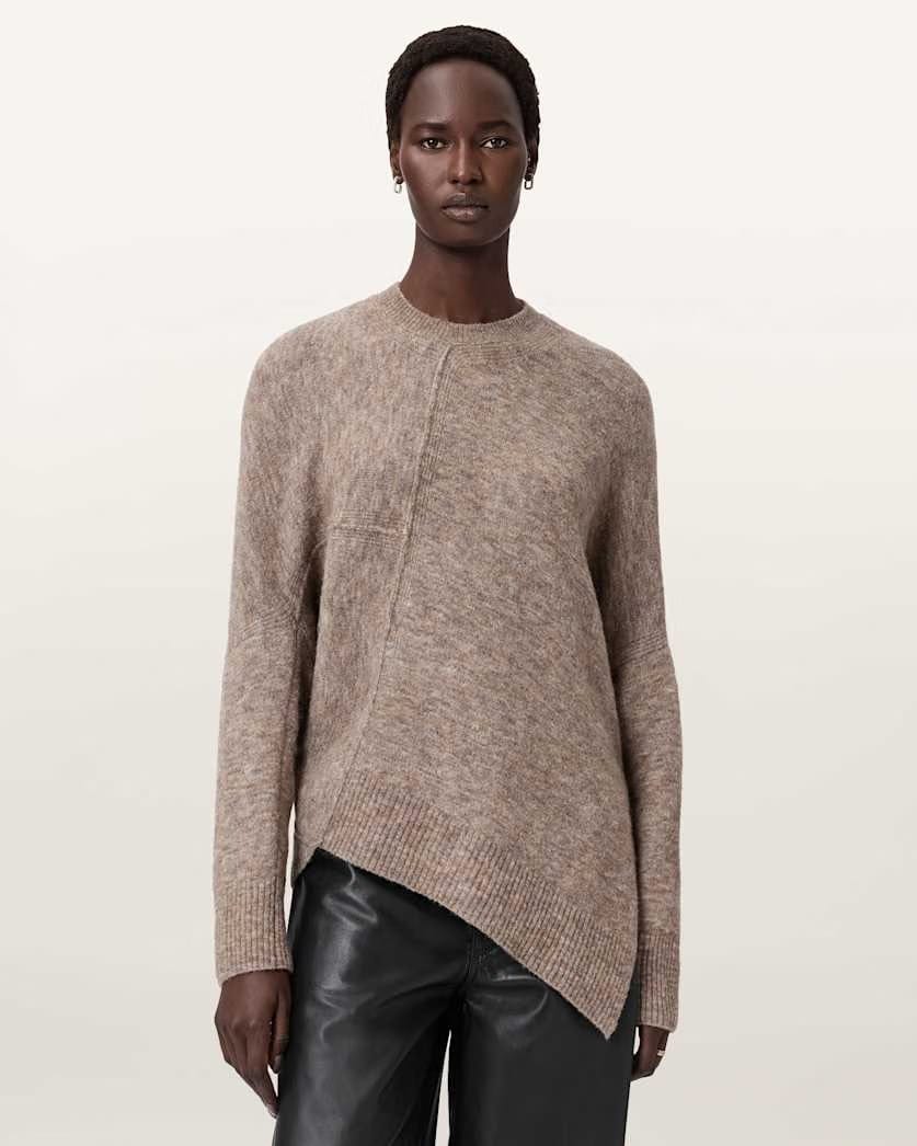 AllSaints Lock Crew Neck Sweater Women's Pine Bark Brown Women's