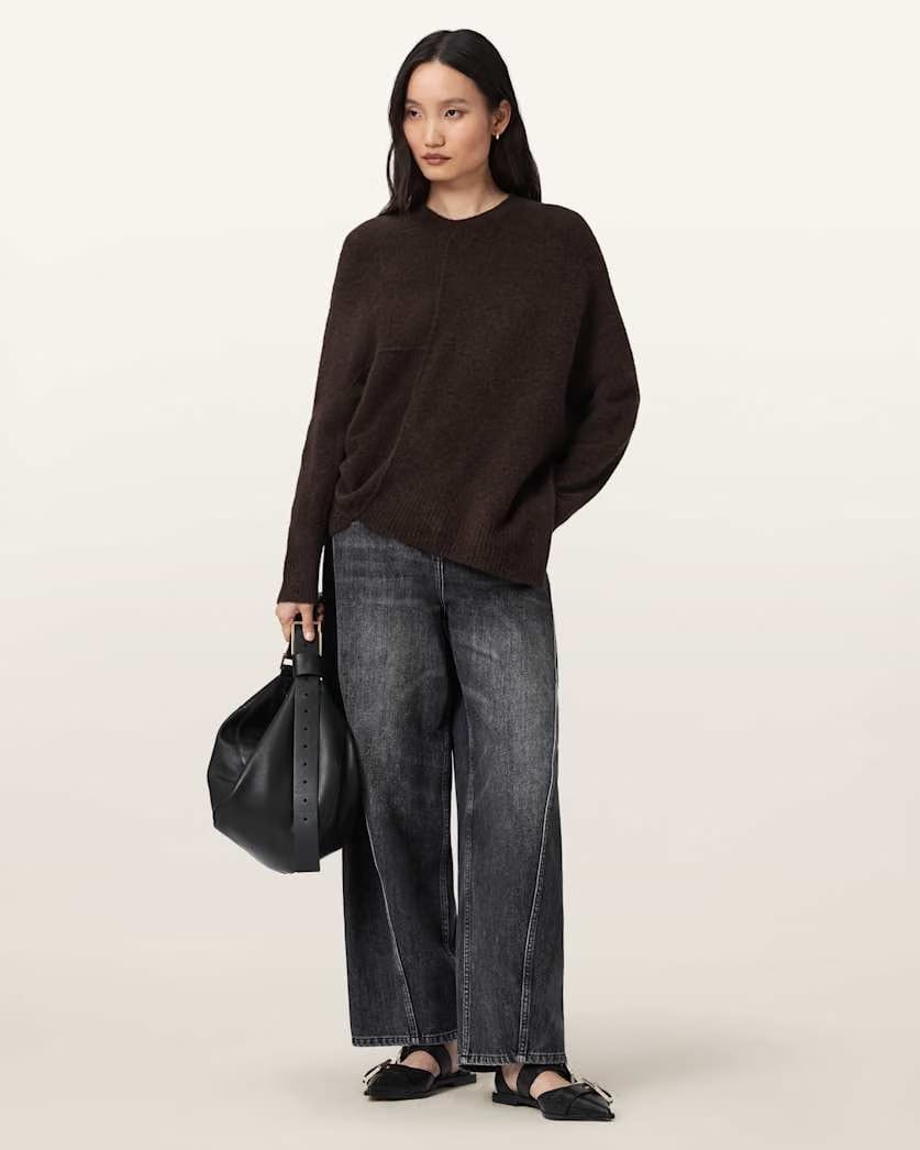 AllSaints Lock Crew Neck Sweater Women's Pine Bark Brown Women's