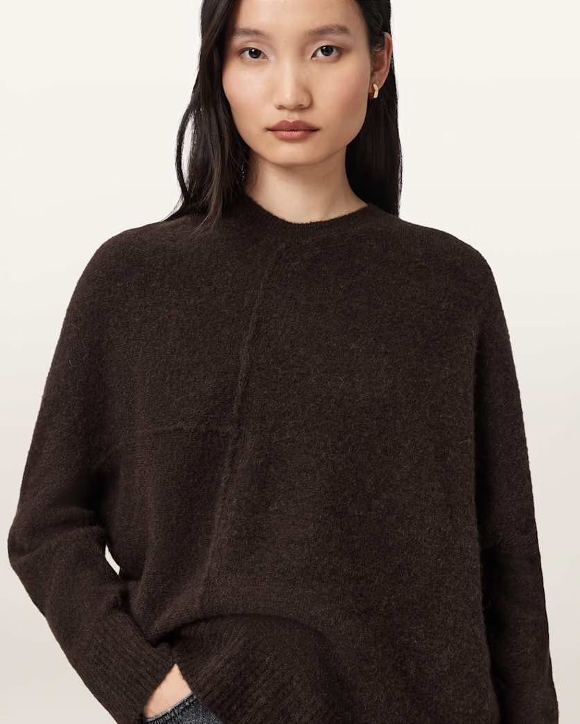 AllSaints Lock Crew Neck Sweater Women's Pine Bark Brown Women's