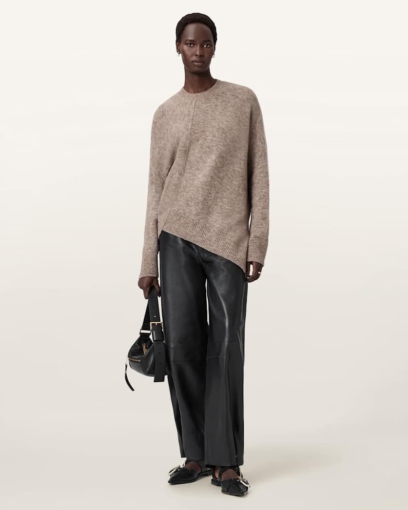 AllSaints Lock Crew Neck Sweater Women's Pine Bark Brown Women's