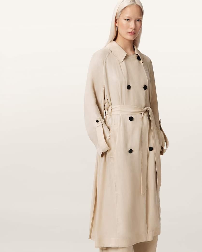 AllSaints Lizie Double Breasted Trench Coat Women's Shadow Pink Women's