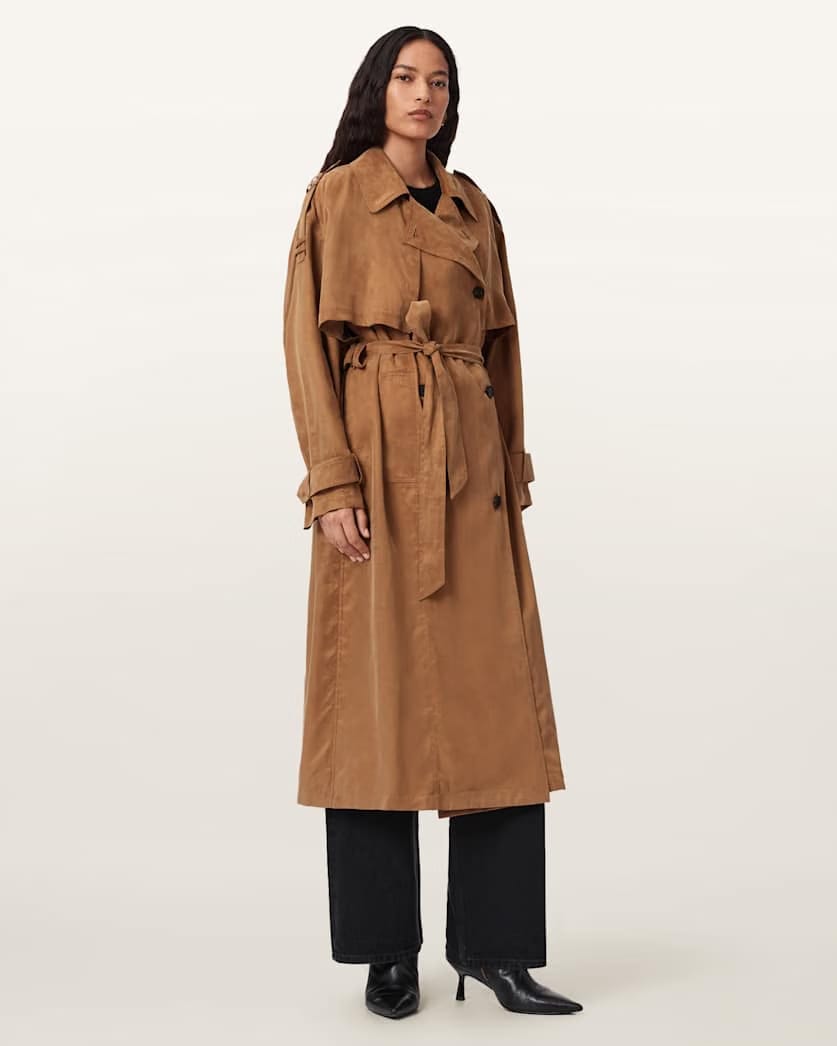 AllSaints Linnie Lightweight Trench Coat Women's Black Women's