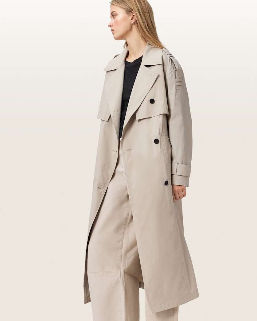 AllSaints Linnie Lib Relaxed Trench Coat Women's Clay Grey Women's