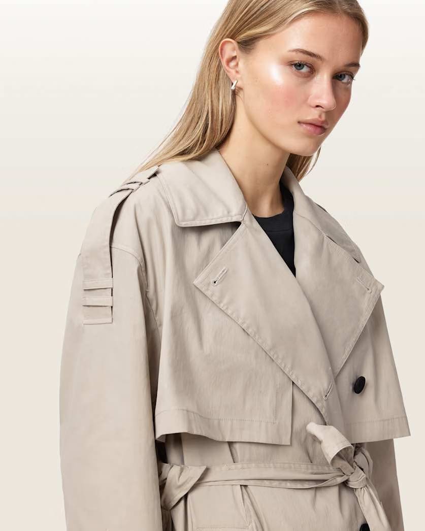 AllSaints Linnie Lib Relaxed Trench Coat Women's Clay Grey Women's