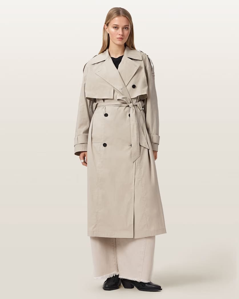 AllSaints Linnie Lib Relaxed Trench Coat Women's Clay Grey Women's