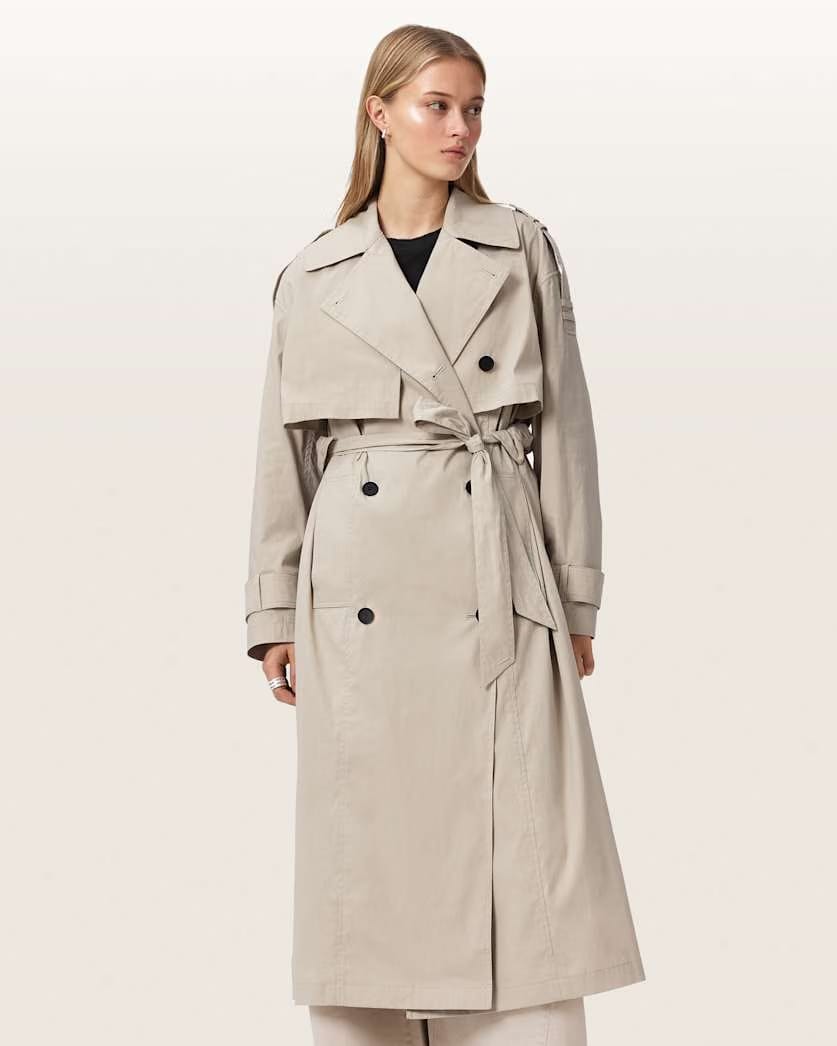 AllSaints Linnie Lib Relaxed Trench Coat Women's Clay Grey Women's