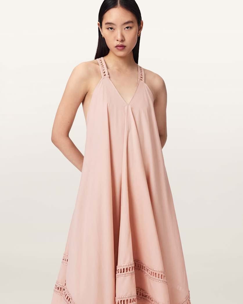 AllSaints Lil Midi Dress Women's Blush Pink Women's