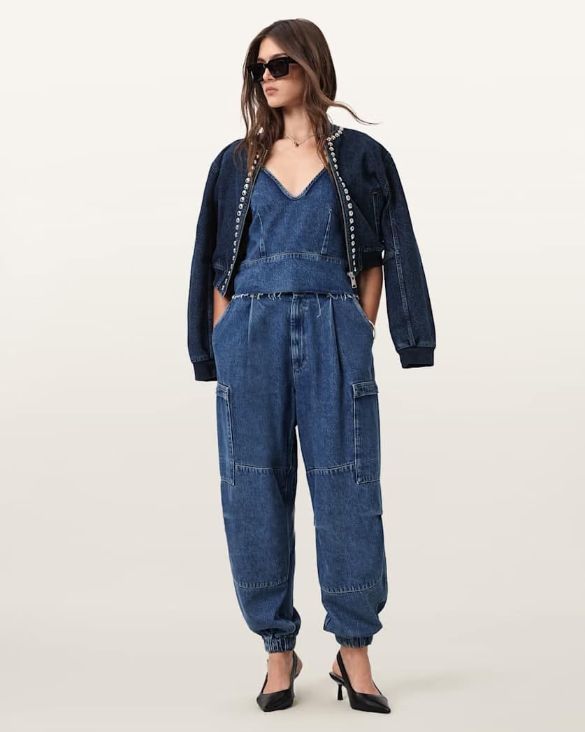 AllSaints Lilah Denim Slim Tank Top Women's Mid Indigo Women's