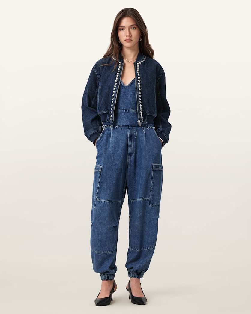 AllSaints Lilah Denim Slim Tank Top Women's Mid Indigo Women's