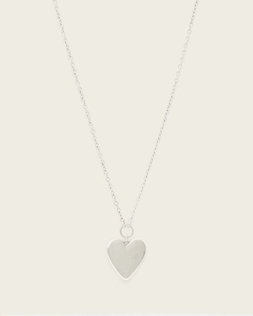 AllSaints Lia Large Heart Necklace Women's Warm Silver Women's