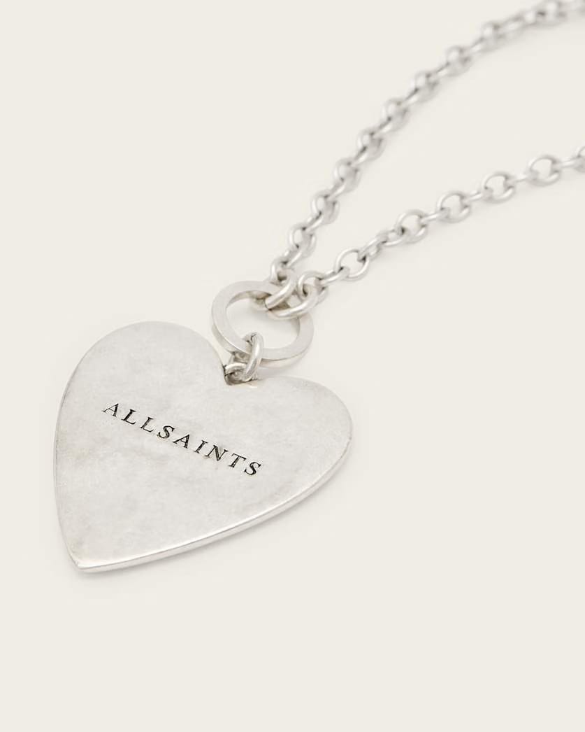 AllSaints Lia Large Heart Necklace Women's Warm Silver Women's
