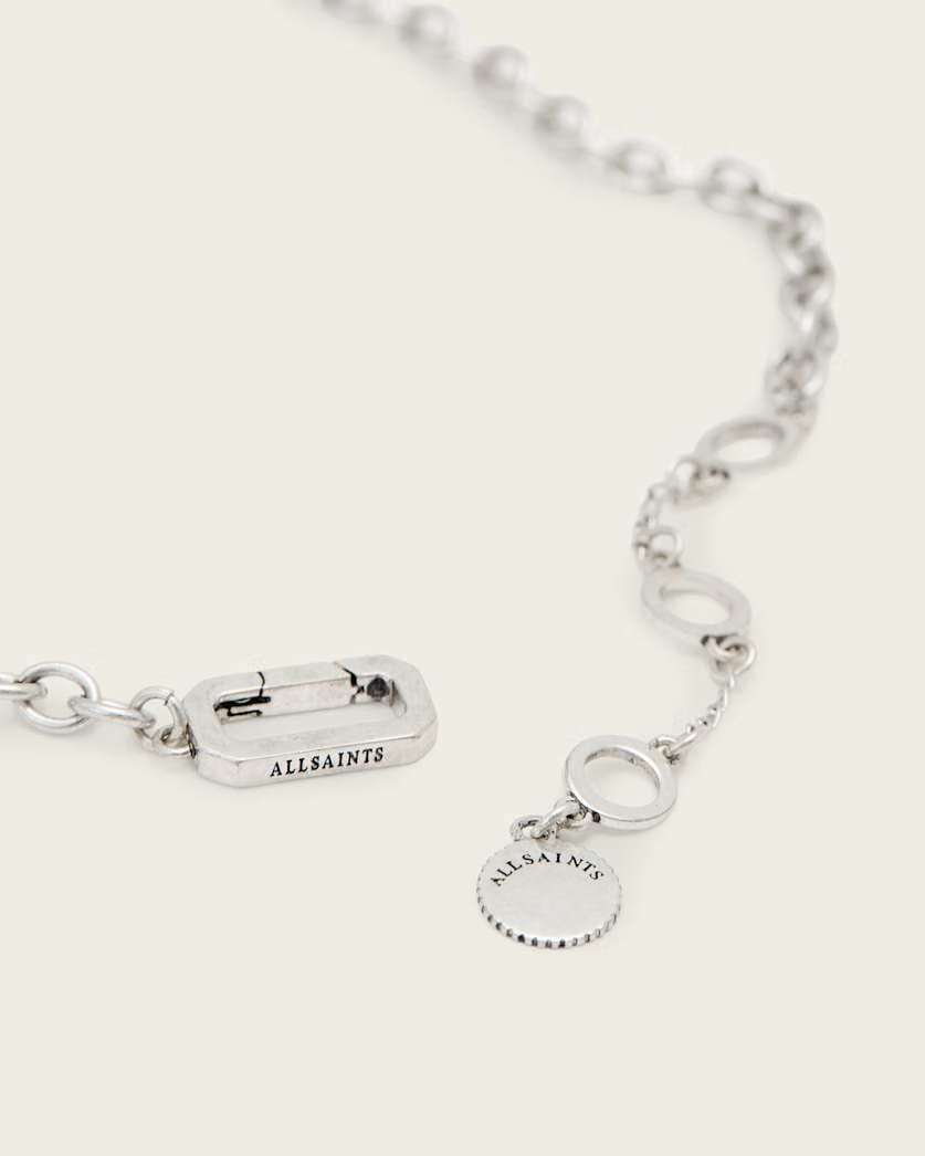 AllSaints Lia Large Heart Necklace Women's Warm Silver Women's
