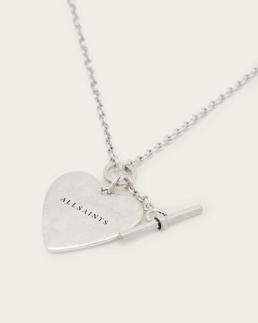 AllSaints Lia Heart Necklace Women's Warm Silver Women's