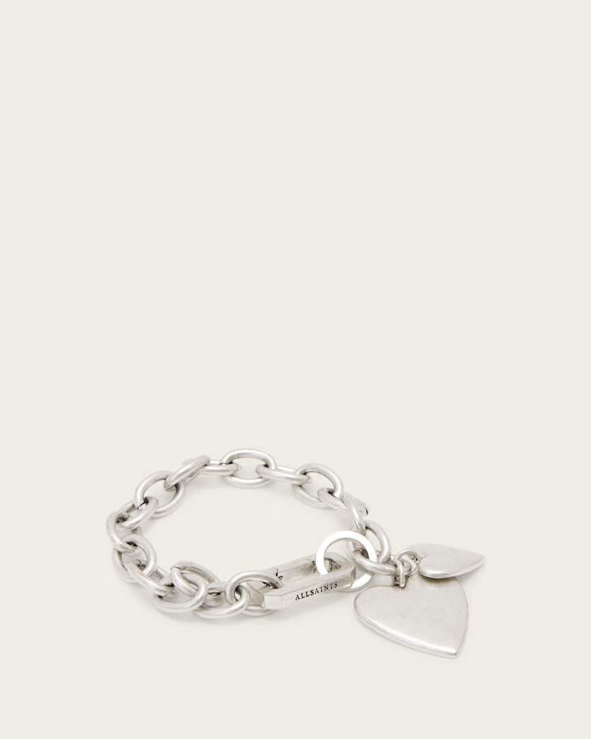 AllSaints Lia Heart Bracelet Women's Warm Silver Women's