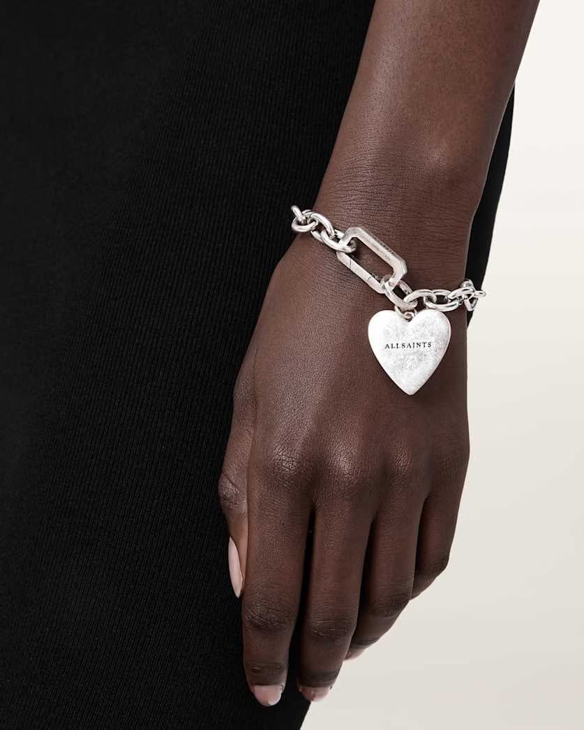 AllSaints Lia Heart Bracelet Women's Warm Silver Women's