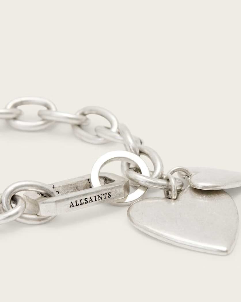AllSaints Lia Heart Bracelet Women's Warm Silver Women's