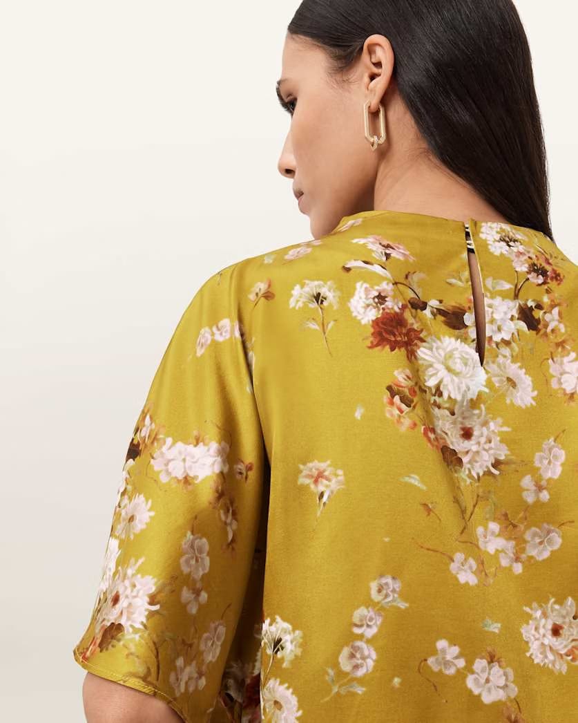 AllSaints Leslie Draped Satin Top Women's Armada Deep Yellow Women's