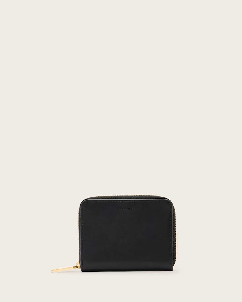 AllSaints Lena Leather Zip Wallet Women's Black Women's