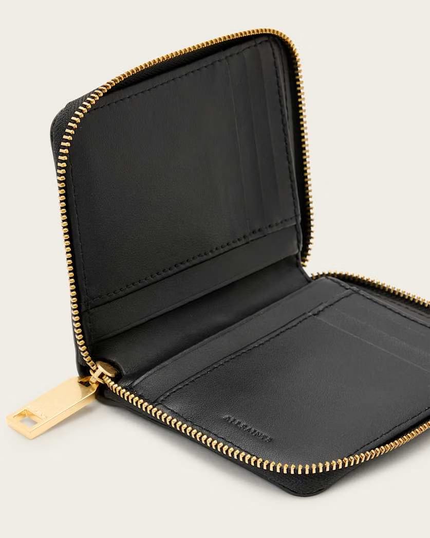 AllSaints Lena Leather Zip Wallet Women's Black Women's