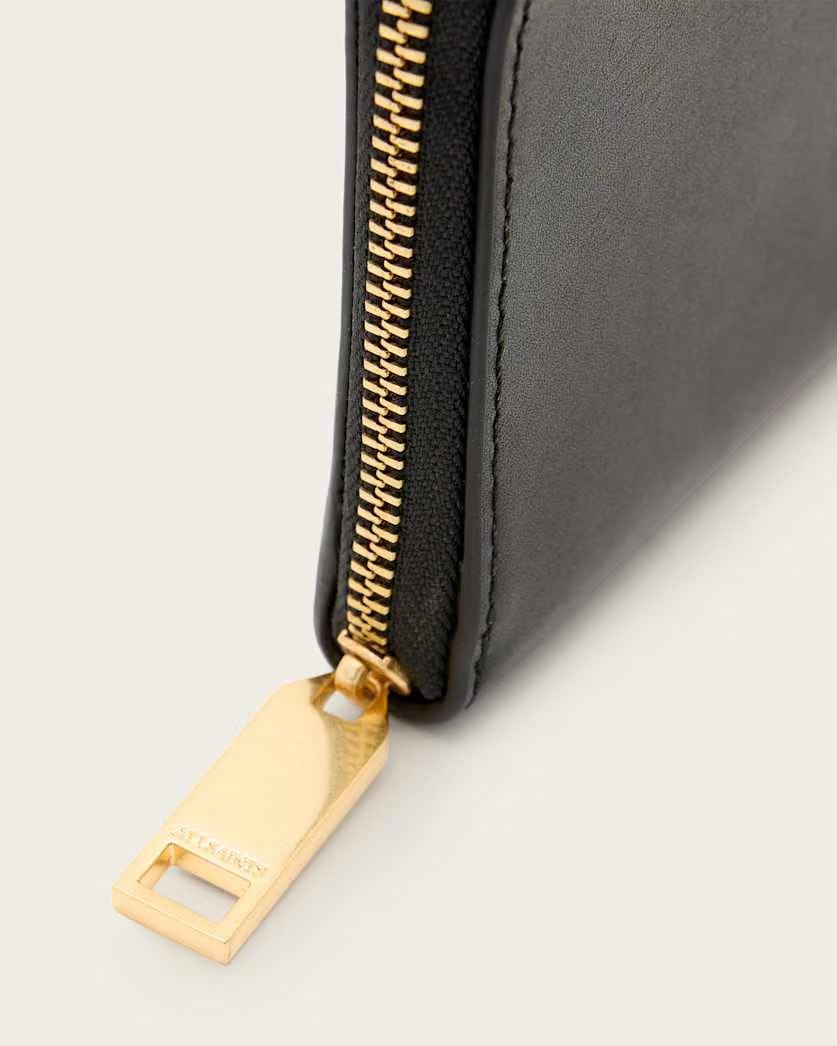 AllSaints Lena Leather Zip Wallet Women's Black Women's