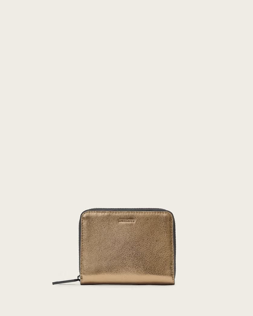 AllSaints Lena Hex Zip Up Leather Wallet Women's Warm Brass Women's