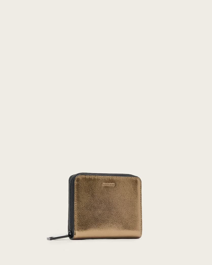 AllSaints Lena Hex Zip Up Leather Wallet Women's Warm Brass Women's