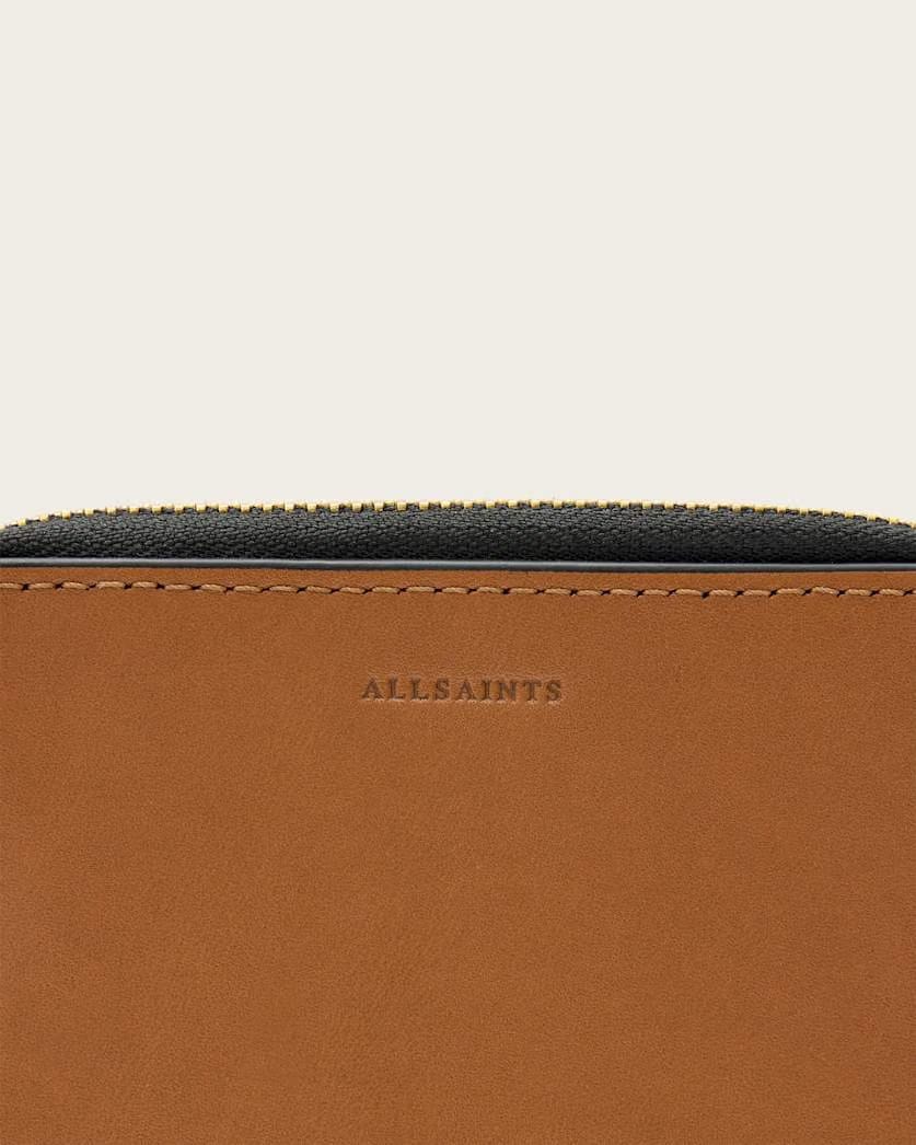 AllSaints Lena Hex Zip Up Leather Wallet Women's Sepia Brown Women's