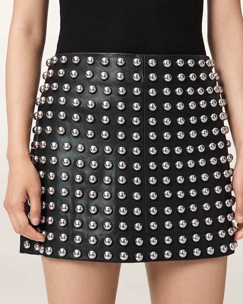 AllSaints Lea Studded Leather Mini Skirt Women's Black Women's