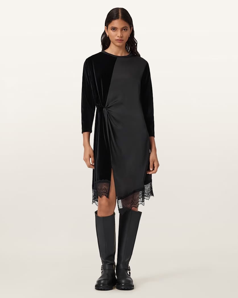 AllSaints Lana Velvet Mini Dress Women's Black Women's