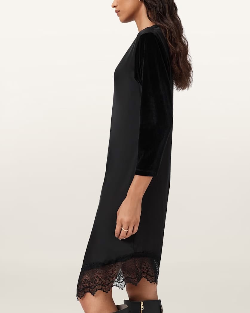 AllSaints Lana Velvet Mini Dress Women's Black Women's