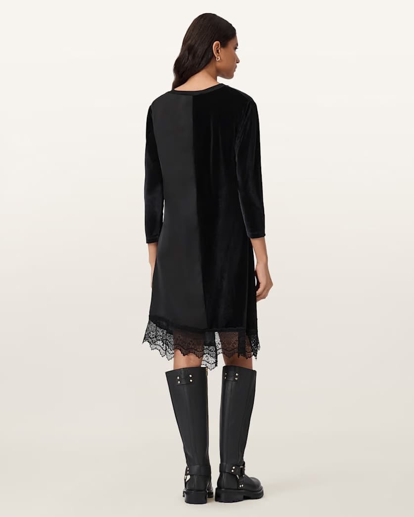 AllSaints Lana Velvet Mini Dress Women's Black Women's