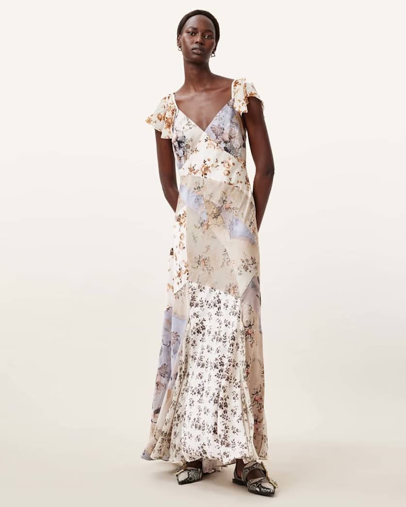 AllSaints Lala Floral Maxi Dress Women's Origin Ditsy Brown Women's