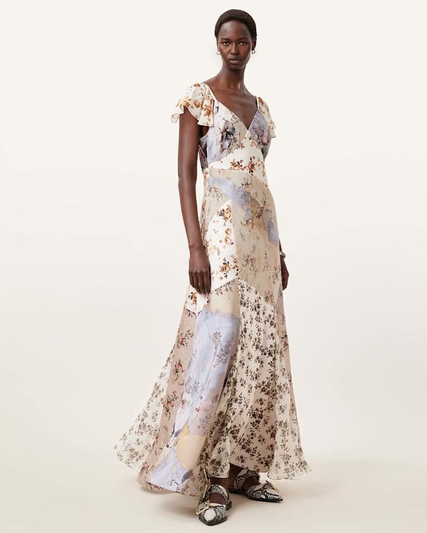 AllSaints Lala Floral Maxi Dress Women's Origin Ditsy Brown Women's