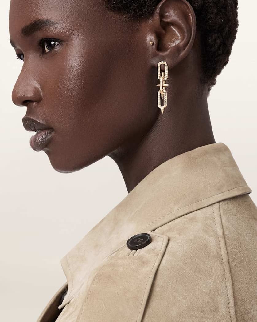 AllSaints Laio Spike Link Earrings Women's Warm Brass Women's
